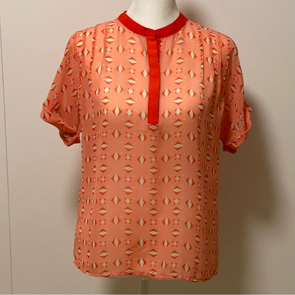 Collective Concepts orange print blouse XS